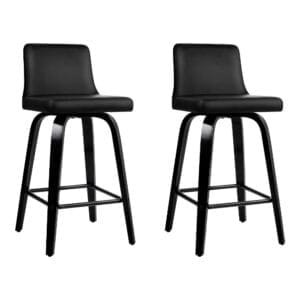 Artiss Bar Stools Kitchen Leather Barstools Swivel Wooden Chairs X2