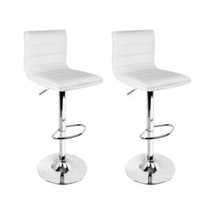 Artiss 2x Bar Stools Padded Leather Gas Lift White