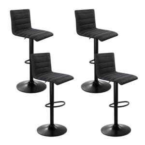 Artiss 4x Bar Stools Gas Lift Linen Fabric Black