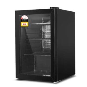 Devanti 70L Bar Fridge Glass Door w/Light Black