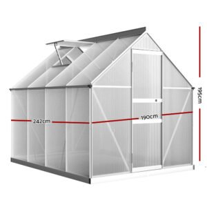 Greenfingers Greenhouse Aluminium Green House Polycarbonate Garden Shed 2.4×1.9M