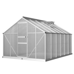 Greenfingers Greenhouse 3.6×2.5×1.95M Aluminium Polycarbonate Green House Garden Shed