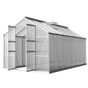 Greenfingers Greenhouse 4.1×2.5×2.26M Double Doors Aluminium Green House Garden Shed