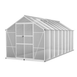 Greenfingers Greenhouse 4.7×2.5×2.26M Double Doors Aluminium Green House Garden Shed