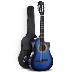 Alpha 34 Inch Classical Guitar Wooden Body Nylon String Beginner Kids Gift Blue