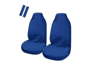 Universal Pulse Throwover Front Seat Covers – Bonus Seat Belt Buddies | Blue