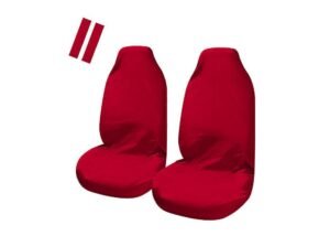 Universal Pulse Throwover Front Seat Covers – Bonus Seat Belt Buddies | Red