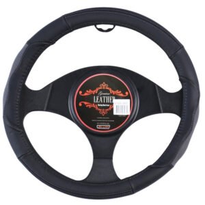 Nevada Steering Wheel Cover – Black/Grey [Leather]