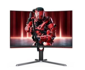 AOC 27′ Curved VA QHD 2560 × 1440, 1000R, Free-Sync Premium, 1ms, 165Hz, HDR10, DP, HDMI, HAS, Flicker Free, Low Blue Mode, VESA 100 Gaming Monitor