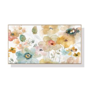 Wall Art 40cmx80cm Floral Watercolor Style Wood Frame Canvas