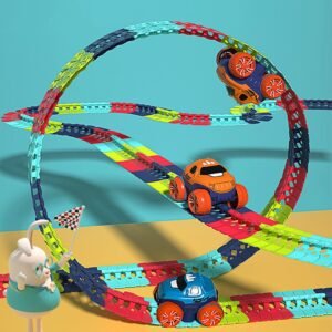 Changeable Track In The Dark Track with LED Light-Up Race Car Flexible Track Toy 92