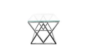 Alsea Side Table Silver Base – Clear Glass