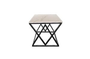 Alsea Side Table Black Base – White Marble