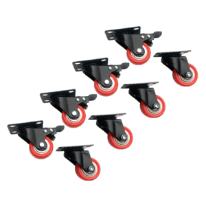 8 x 2″ Polyurethane Castor Wheels – Swivel and 4 with brake