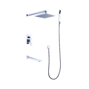 8″ Rain Shower Head Straight Wall Arm Mixer Set Wall Bath Spout Outlet Tap