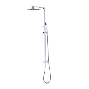 WELS 8″ Rain Shower Head Set Square Dual Heads Faucet High Pressure With Mixer