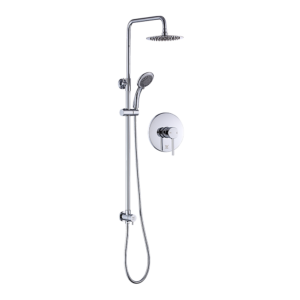 WELS 8″ Rain Shower Head Set Rounded Dual Heads Faucet High Pressure With Mixer