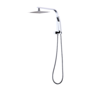 WELS 8″ Rain Shower Head Set Square Dual Heads Faucet High Pressure Hand Held