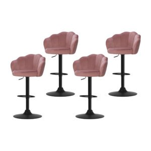 Artiss 4x Bar Stools Gas Lift Velvet Pink