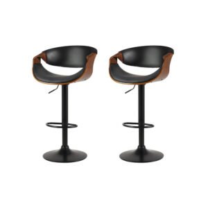 Artiss 2x Bar Stools Gas Lift Leather w/Armrest