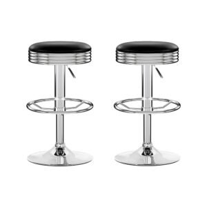 Artiss Set of 2 Backless PU Leather Bar Stools – Black and Chrome