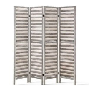 Artiss 4 Panel Room Divider Screen 163x170cm Louver Grey