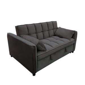 Sarantino Quincy 2-Seater Velvet Sofa Bed in Dark Grey with Wooden Frame and Tufted Design – Dark Grey