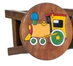 Hand Carved Children’s Chair Stool Wooden Train Locomotive Theme