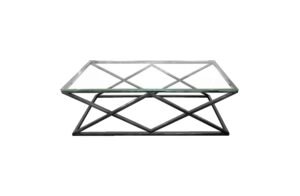 Alsea Coffee Table Black Base – Clear Glass