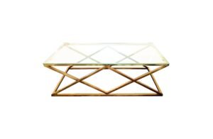 Alsea Coffee Table Gold Base – Clear Glass