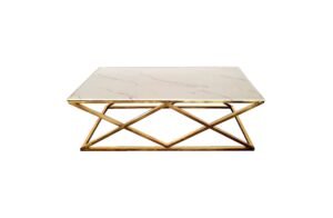 Alsea Coffee Table Gold Base – White Marble