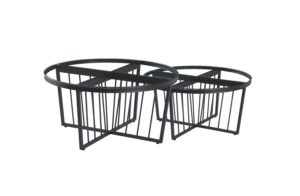 Salina Coffee Table 90cm Black Base   – Clear Glass