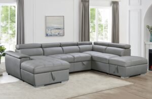 Plush Sleeper Modular Chaise Lounge – Light Grey