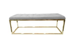 Holly Ottoman Gold Base – Light Grey Seat