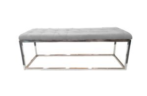 Holly Ottoman Silver Base – Light Grey Seat