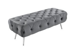 Shirley Ottoman Dark Grey Velvet