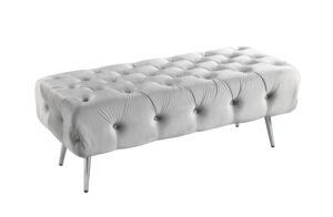 Shirley Ottoman Light Grey Velvet