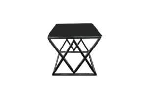 Alsea Side Table Black Base – Black Glass