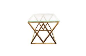 Alsea Side Table Gold Base – Clear Glass