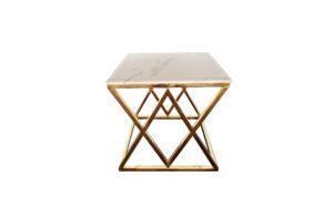 Alsea Side Table Gold Base – White Marble