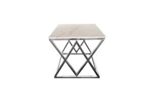 Alsea Side Table Silver Base – White Marble