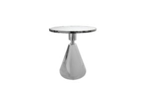 Glam Silver 50cm Side Table – White Marble