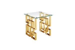 Royale Gold Side Table – White Marble