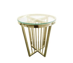 Salina Side Table 45cm Gold Base – Clear Glass