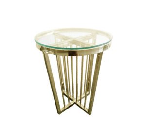 Salina Side Table 45cm Gold Base – Clear Glass