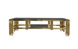 Chelsea Gold TV Unit Table – Black Glass