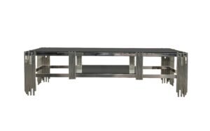 Chelsea Silver TV Unit Table – Black Glass