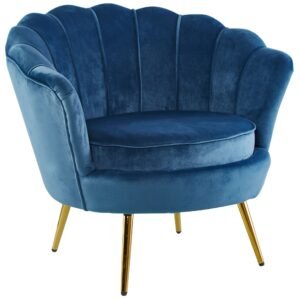 Bloomer Velvet Fabric Accent Sofa Love Chair – Blue