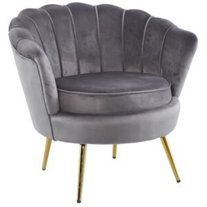 Bloomer Velvet Fabric Accent Sofa Love Chair – Grey