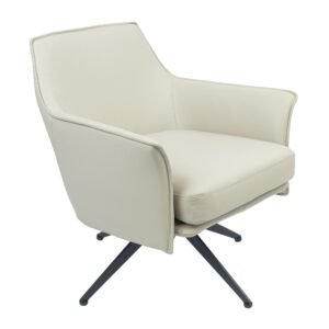 Freya Leather Swivel Occasional Chair Lounge Seat – Beige